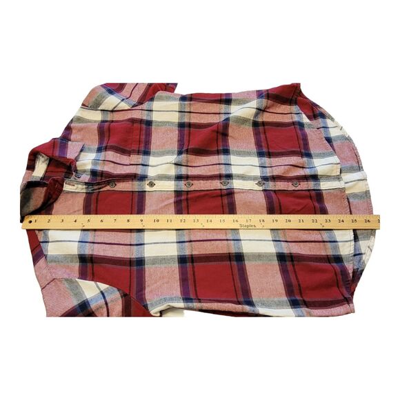 Old Navy Shirt Womens XS Red Plaid Button Up Oversized Long Sleeve Country - Picture 10 of 11